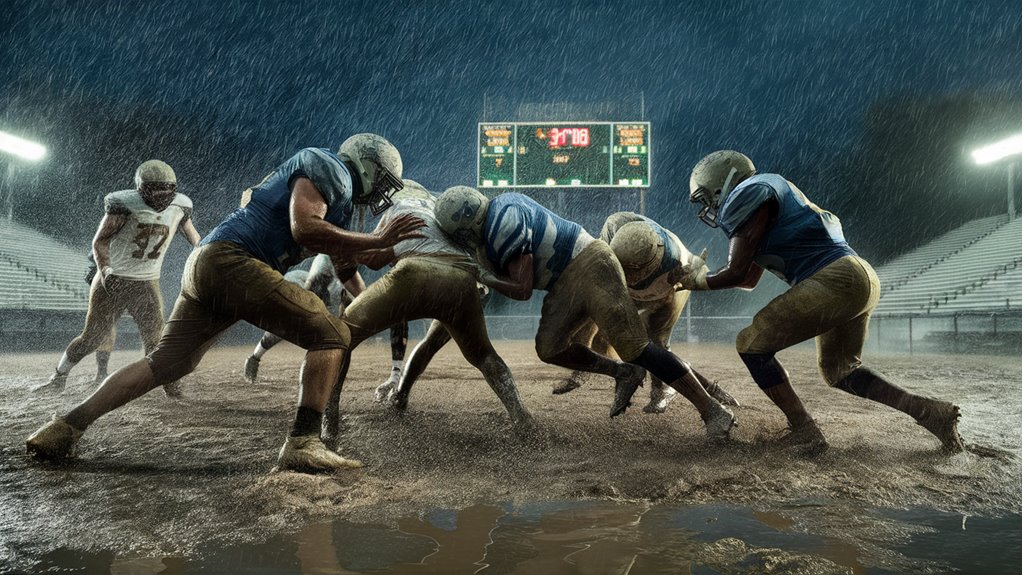 rain affects football players