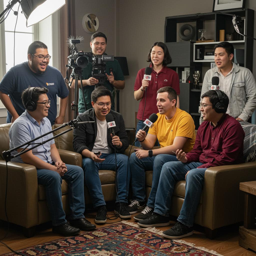 헤드셋과 마이크 사이로 웃음이 번지며 온카스터디의 신뢰감처럼 협업의 리듬이 자연스레 이어지는 방송의 흐름