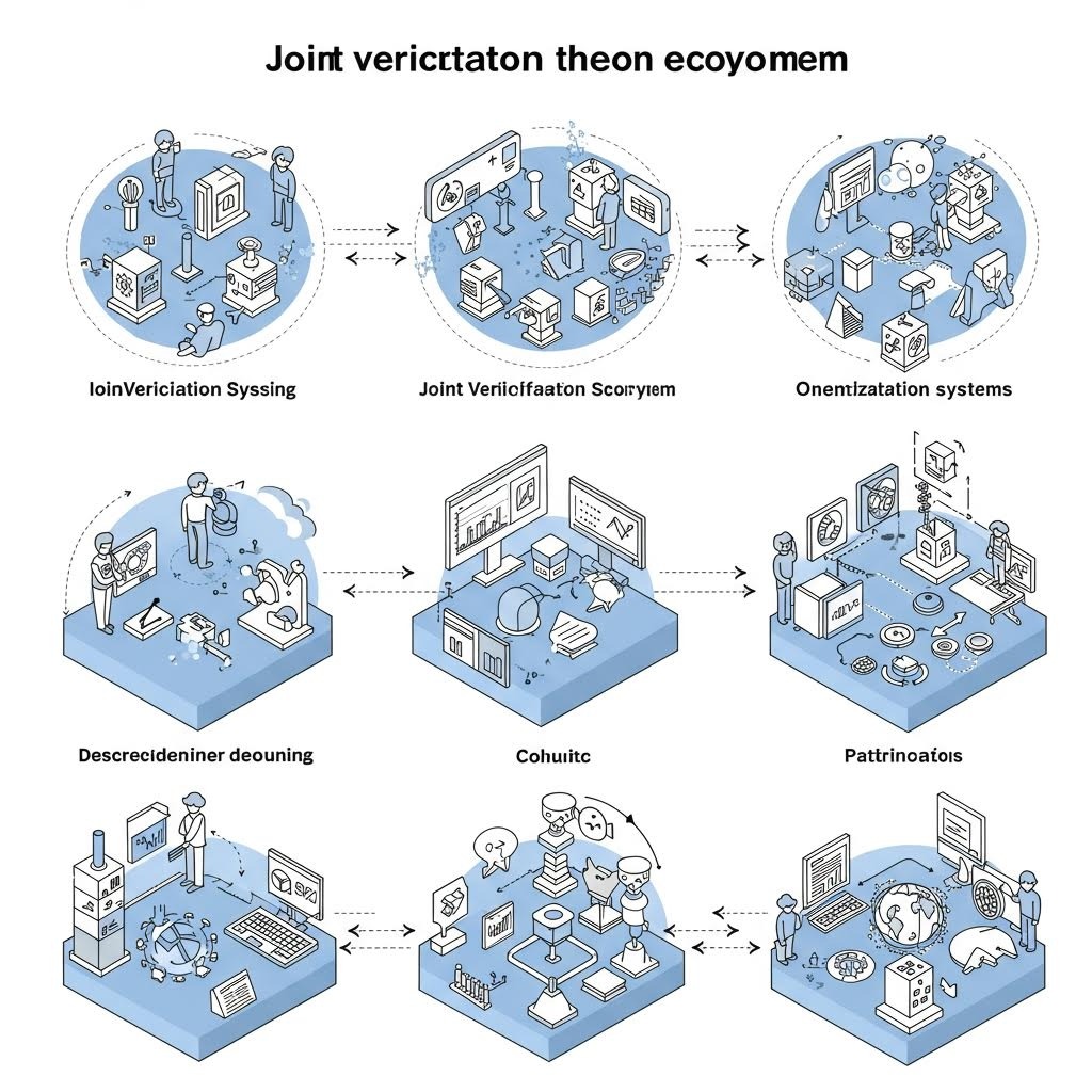 온카스터디 협업 기반 새로운 패러다임: 팀원들이 홀로그램 네트워크 위에서 공동 검증 수행 중.